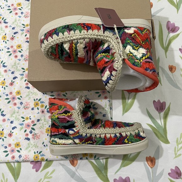Mou Eskimo Mini Ethnic Print Ankle Boots - Picture 2 of 7